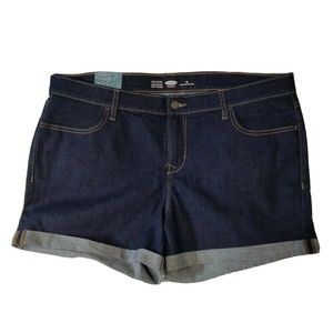 Old Navy Cuffed Jean Shorts Semi Fitted Size 16 Runs Big 18 ? Dark Blue New 4"